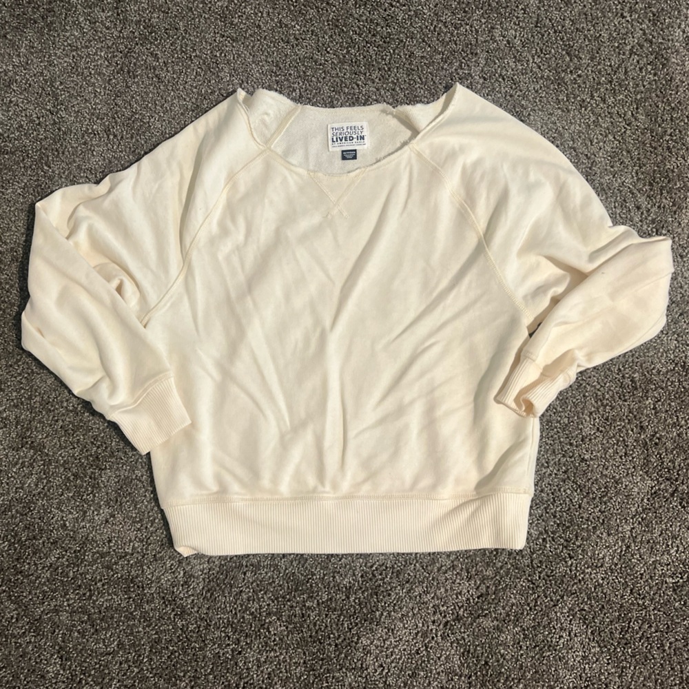 American Eagle Outfitters Cream Off-the-Shoulder Sweater